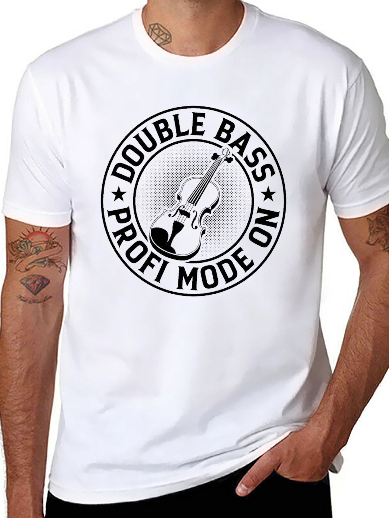Double Bass Profi Mode On Black T-Shirt