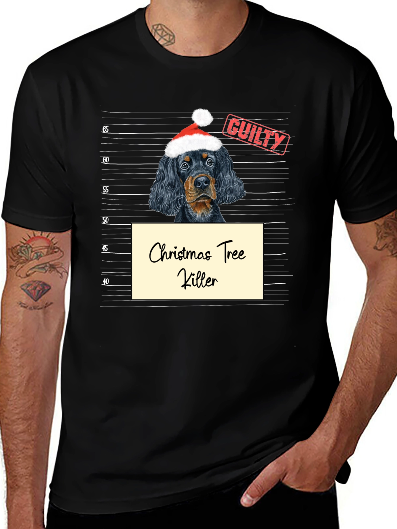 Guilty Christmas Tree Killer Dog T-Shirt