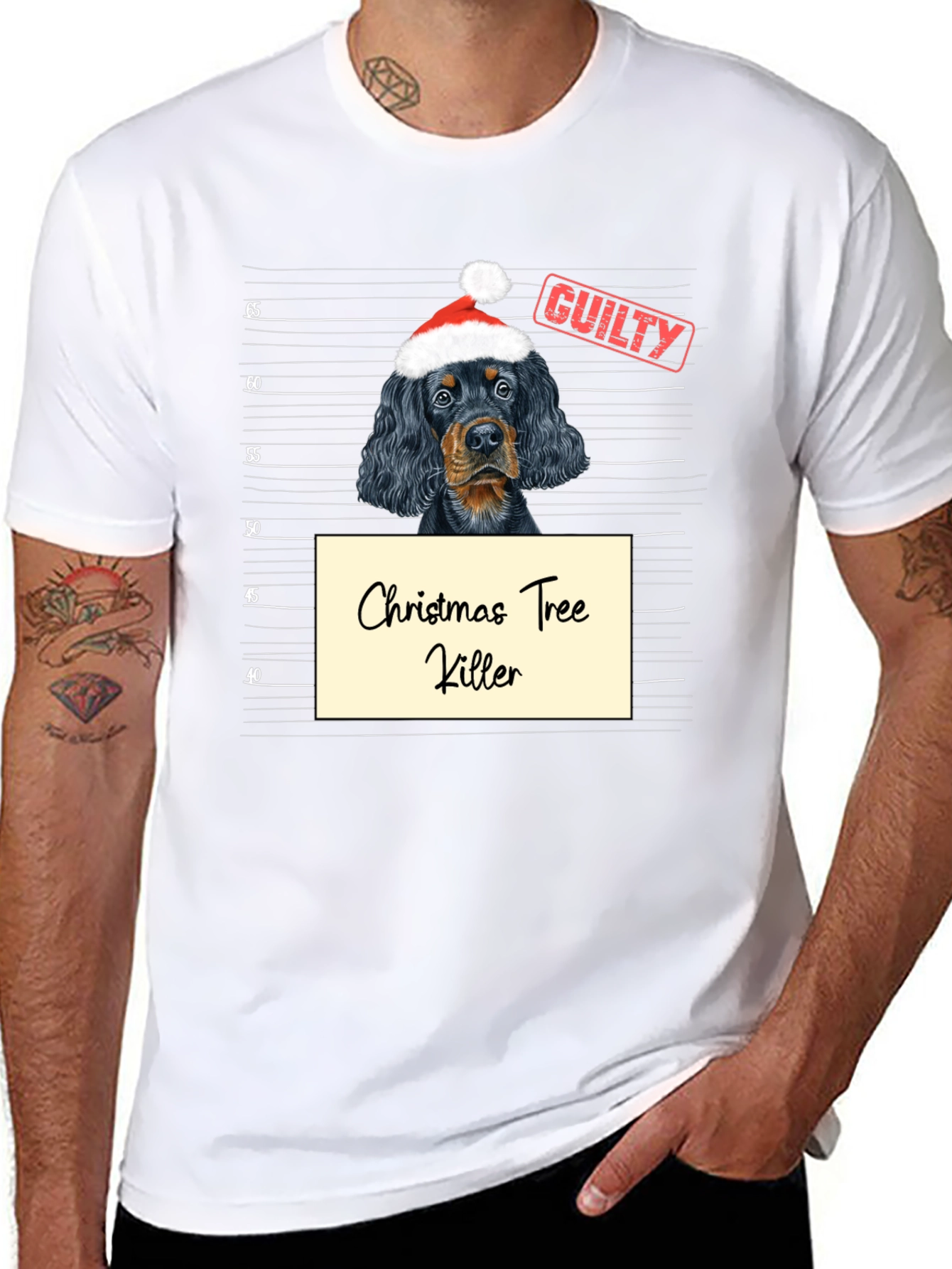 Guilty Christmas Tree Killer Dog T-Shirt
