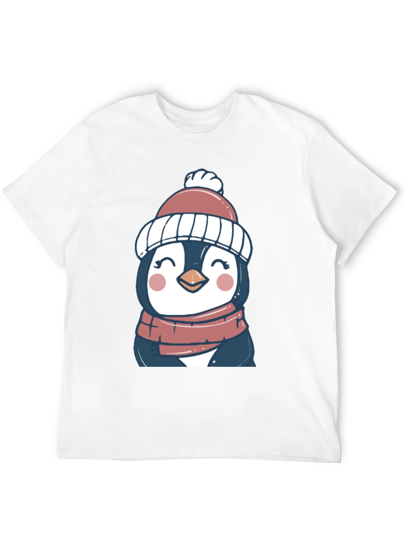Penguin in Hat Graphic Tee - Cute Winter Style