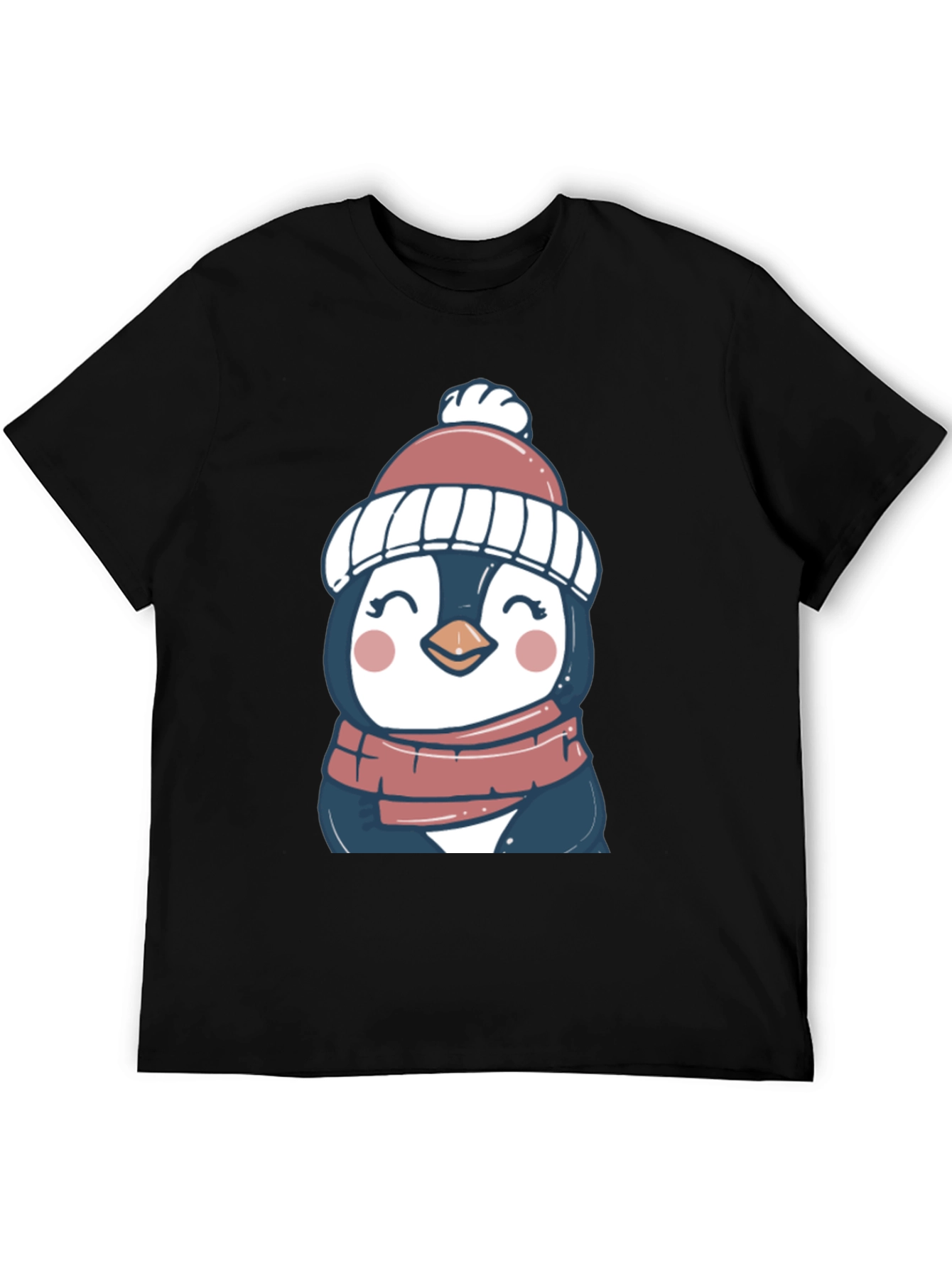Penguin in Hat Graphic Tee - Cute Winter Style
