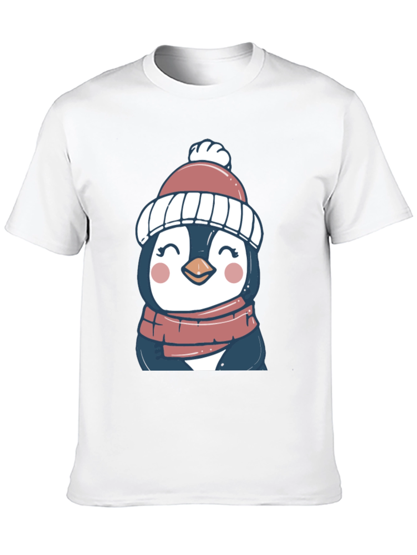 Penguin in Hat Graphic Tee - Cute Winter Style