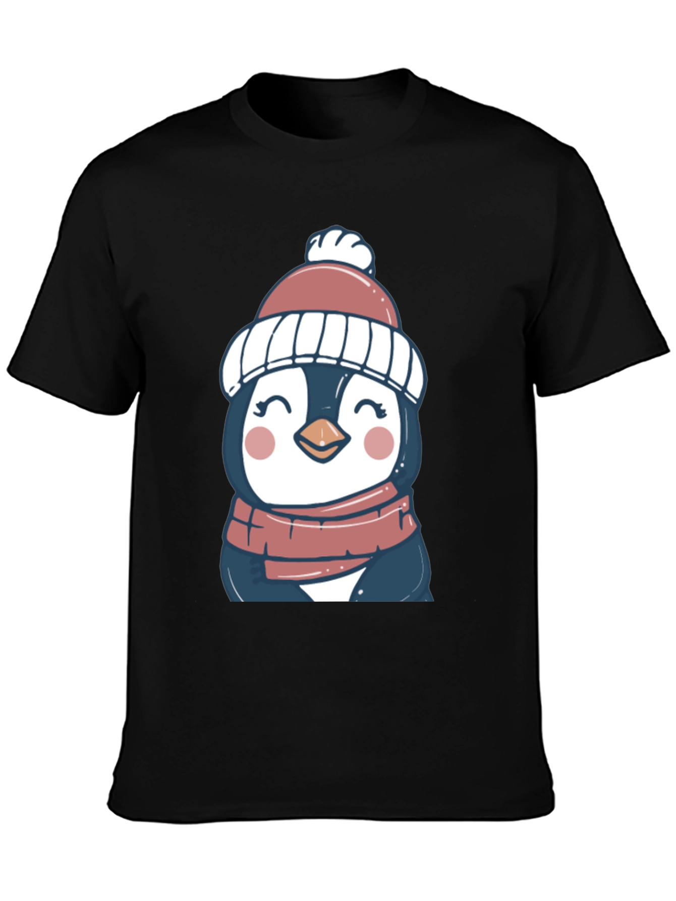Penguin in Hat Graphic Tee - Cute Winter Style