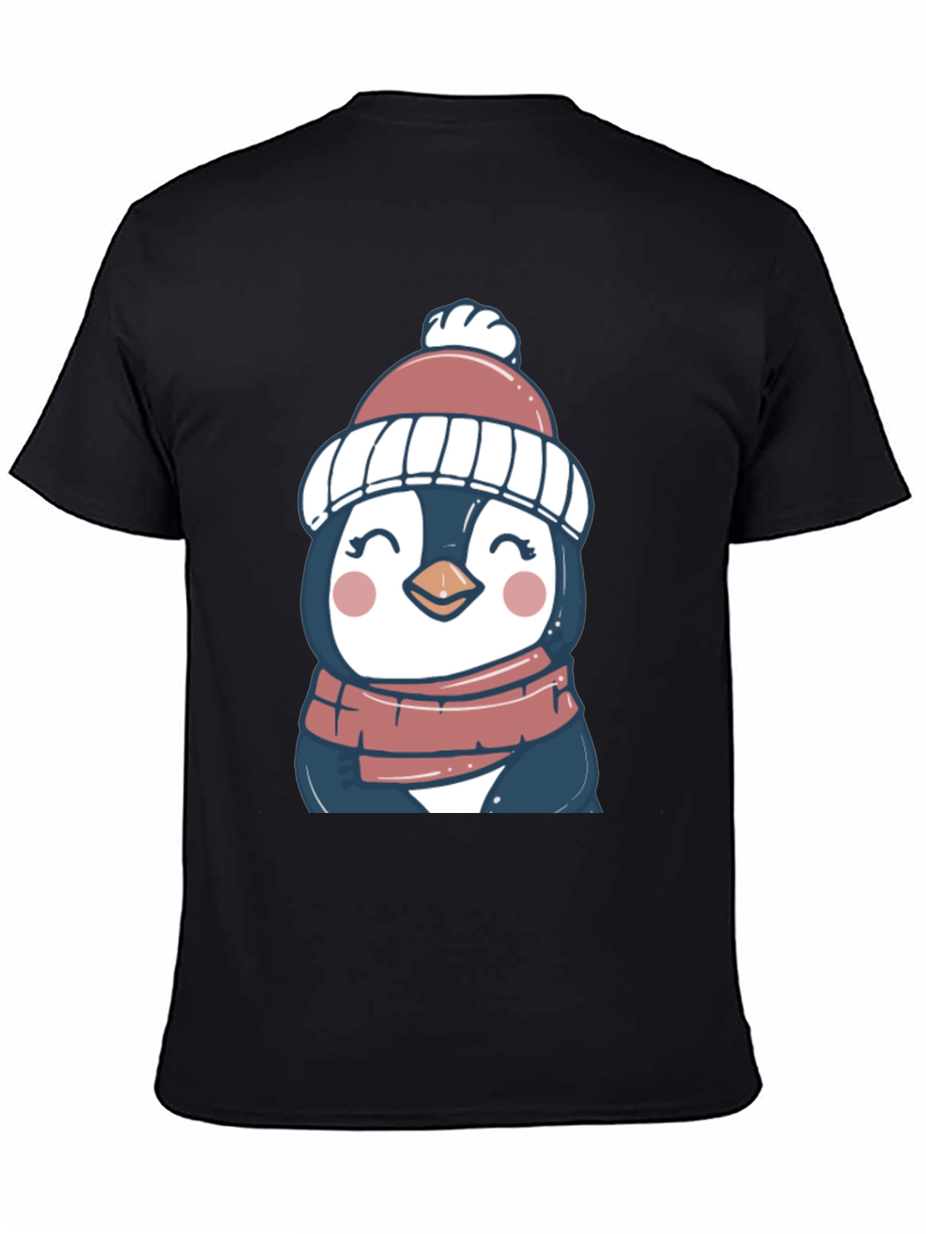Penguin in Hat Graphic Tee - Cute Winter Style