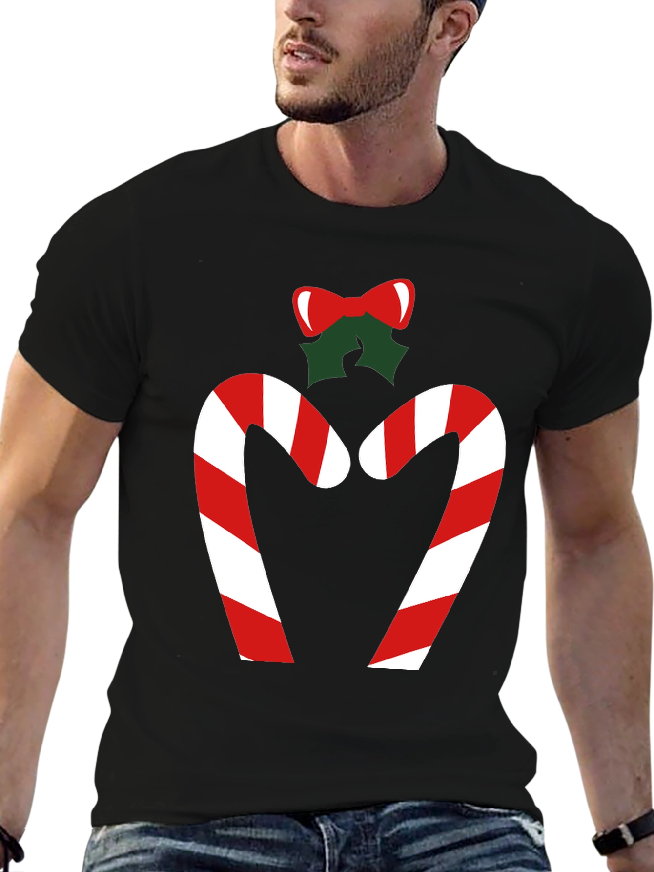 Festive Candy Cane Heart Tee - Holiday Cheer