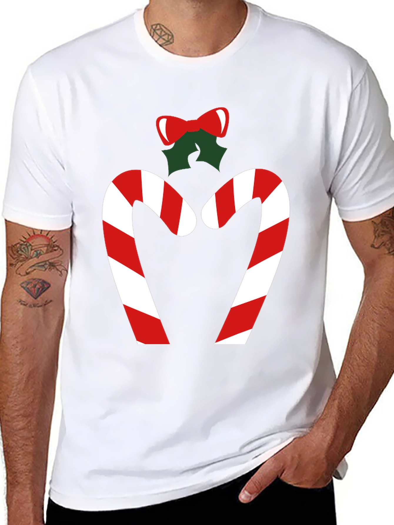 Festive Candy Cane Heart Tee - Holiday Cheer