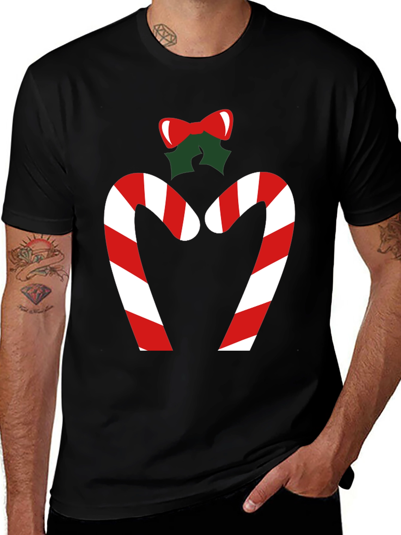 Festive Candy Cane Heart Tee - Holiday Cheer