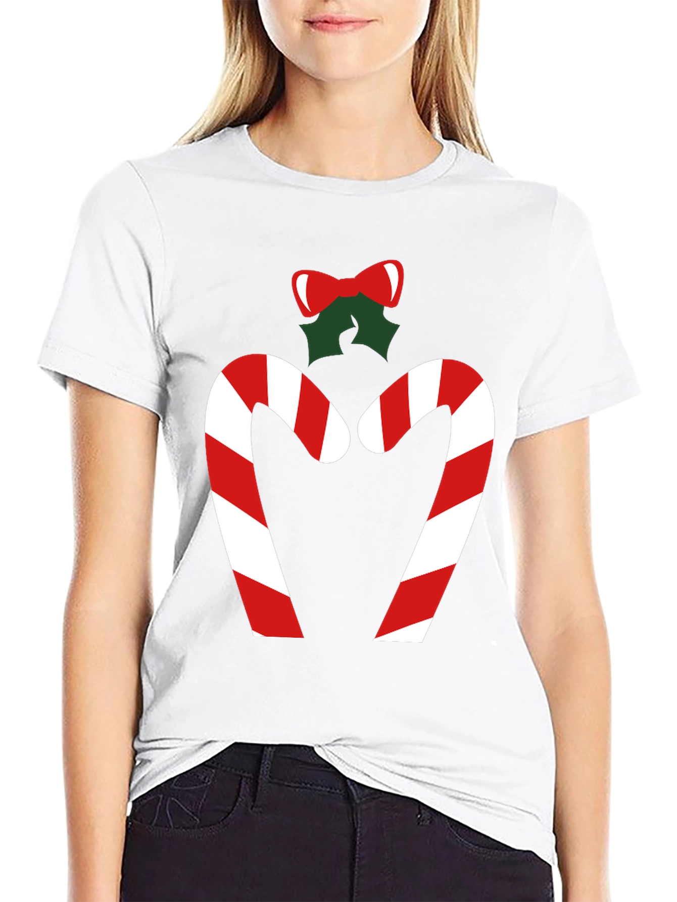 Festive Candy Cane Heart Tee - Holiday Cheer