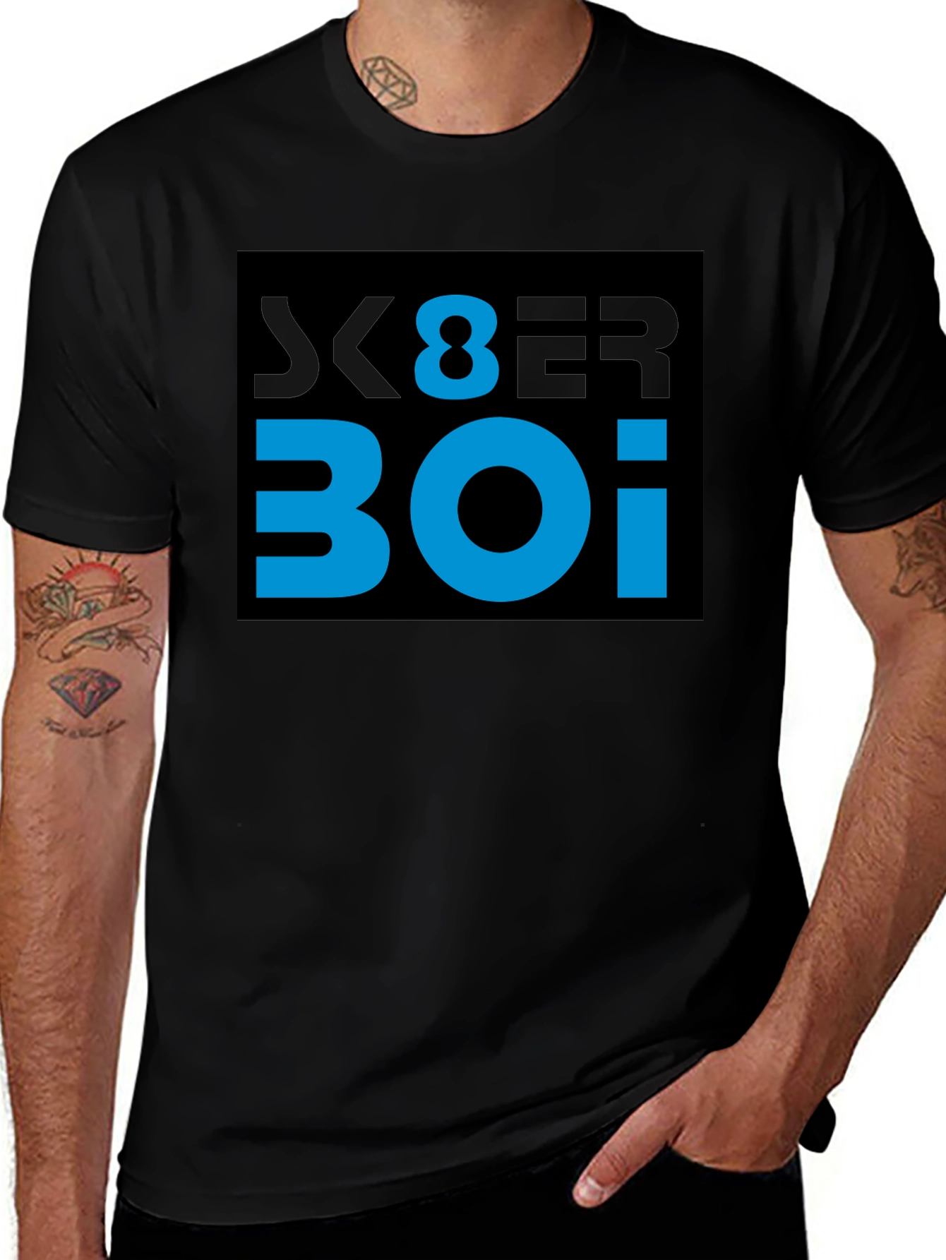 Cyber Boi Graphic Tee - Black Cotton T-Shirt