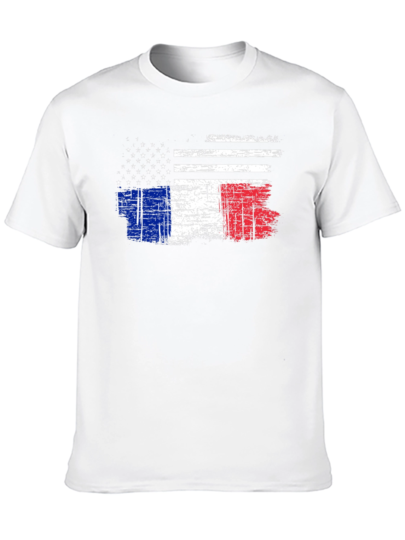 USA & France Flag Graphic Black T-Shirt