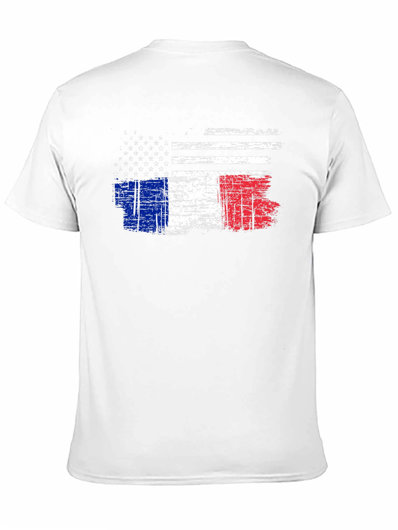 USA & France Flag Graphic Black T-Shirt