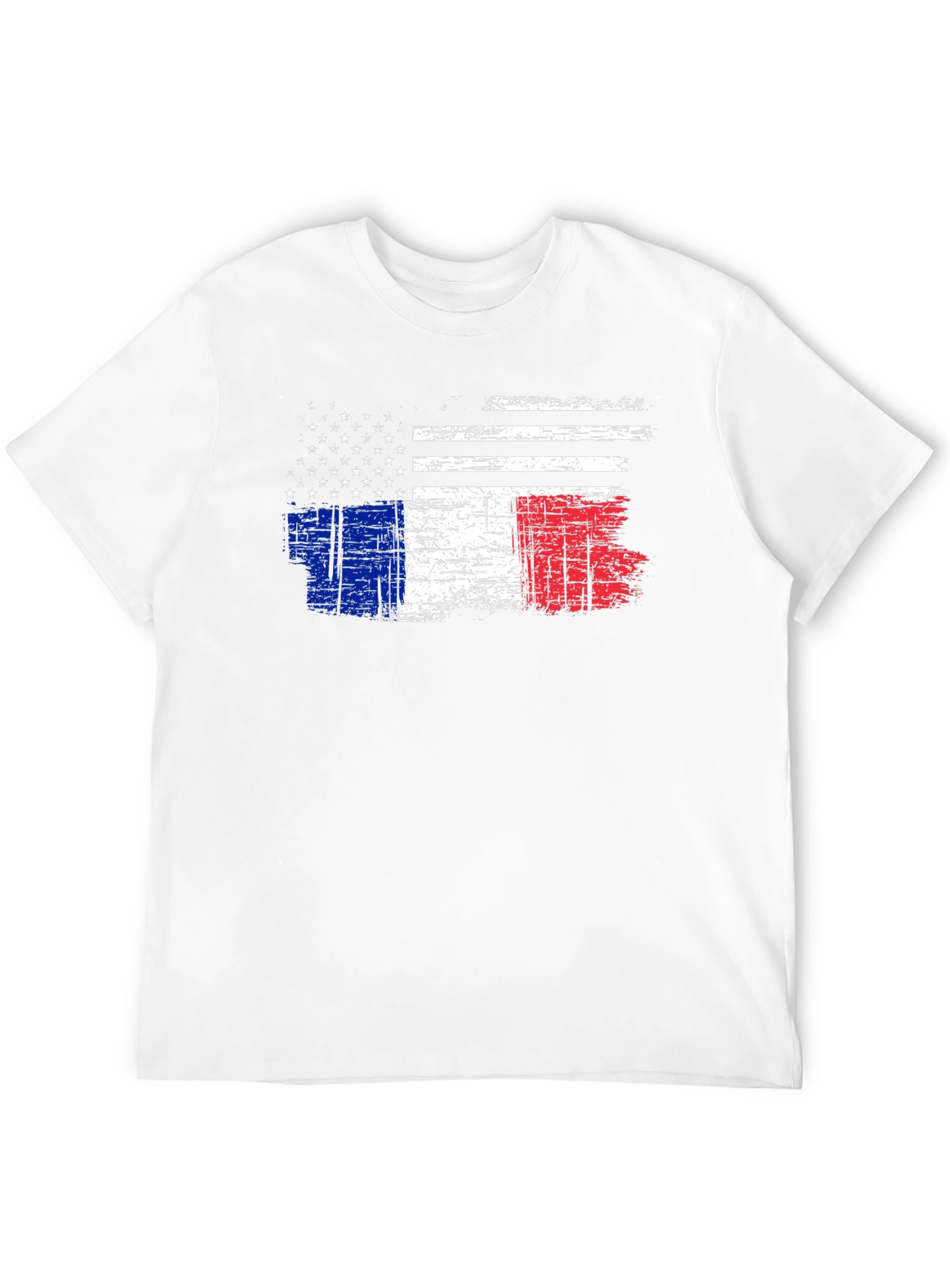 USA & France Flag Graphic Black T-Shirt