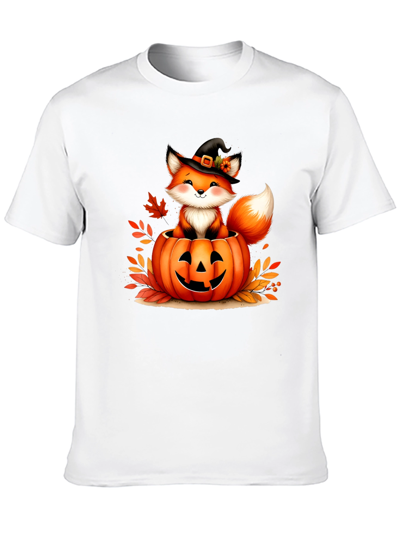 Halloween Fox in Pumpkin T-Shirt