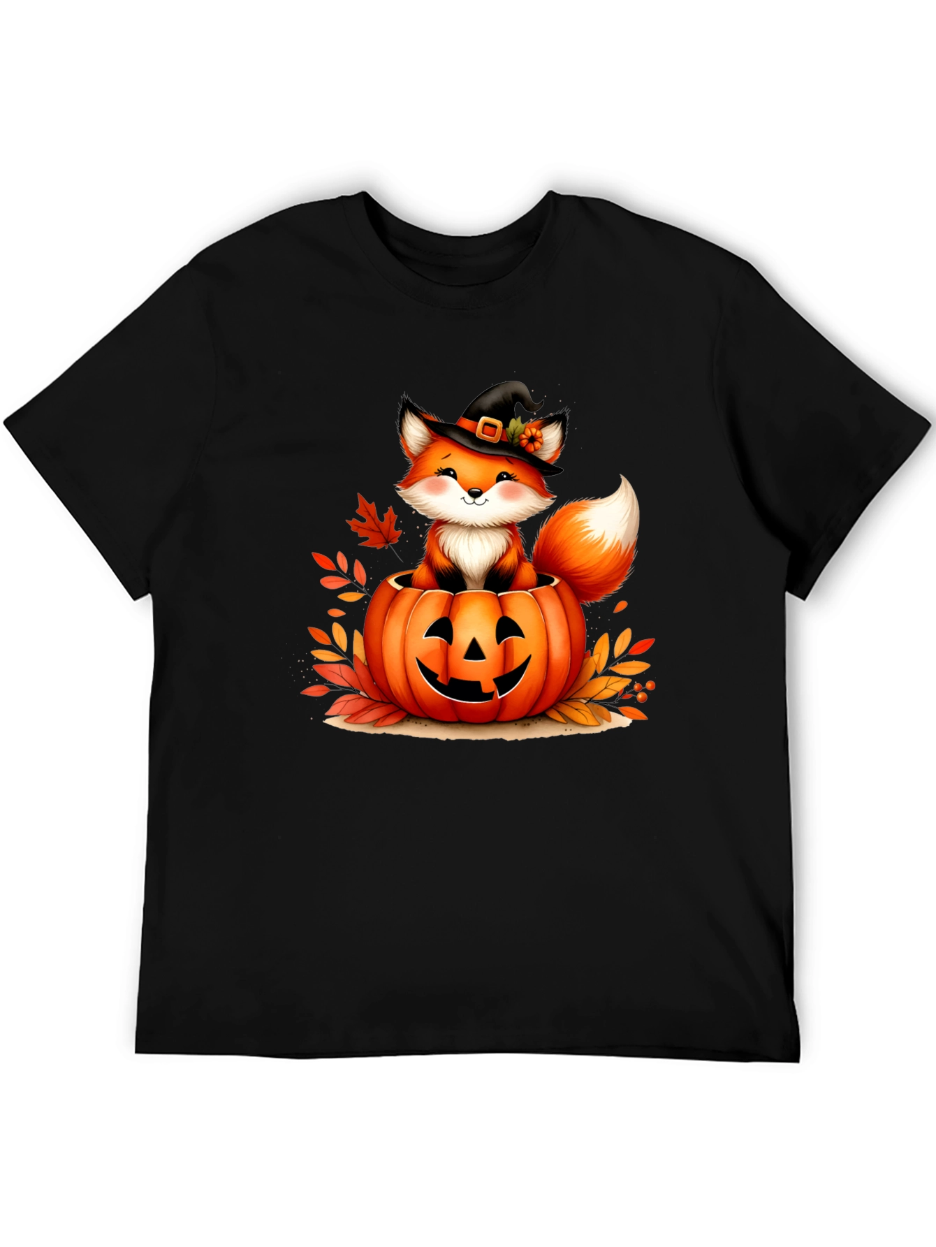 Halloween Fox in Pumpkin T-Shirt