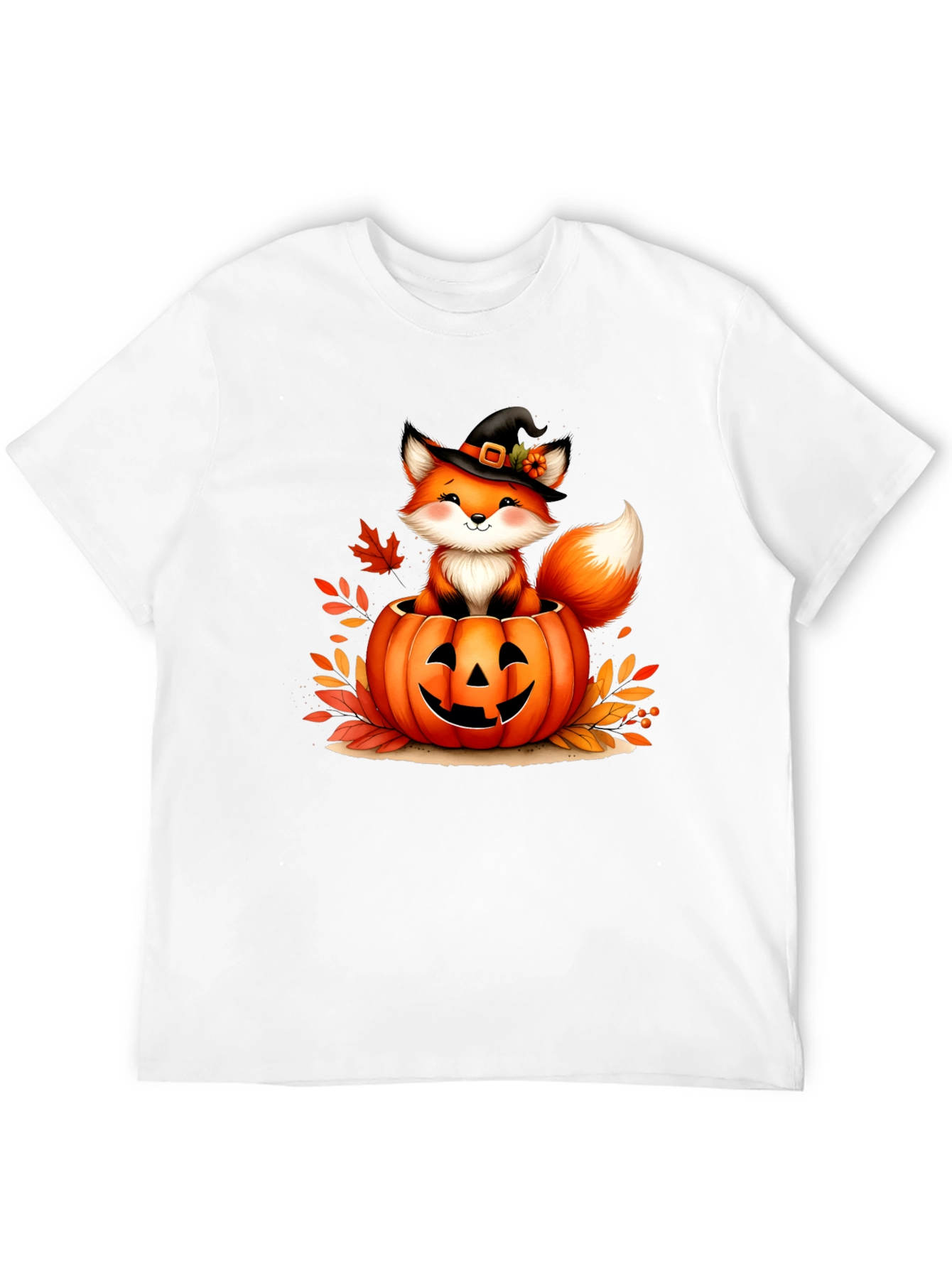 Halloween Fox in Pumpkin T-Shirt