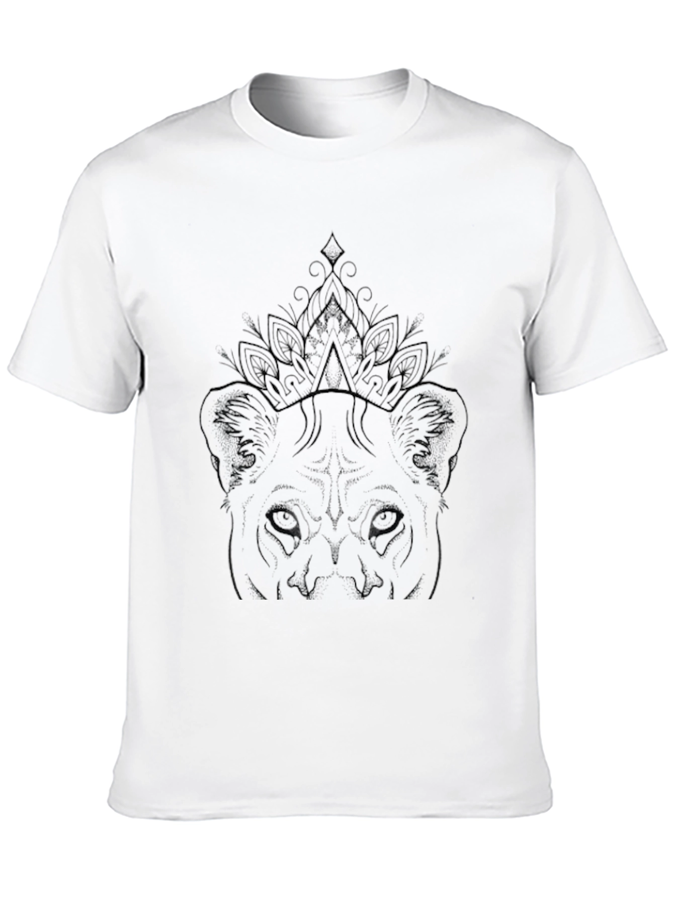 Lion Queen Graphic Tee - Black Crew Neck