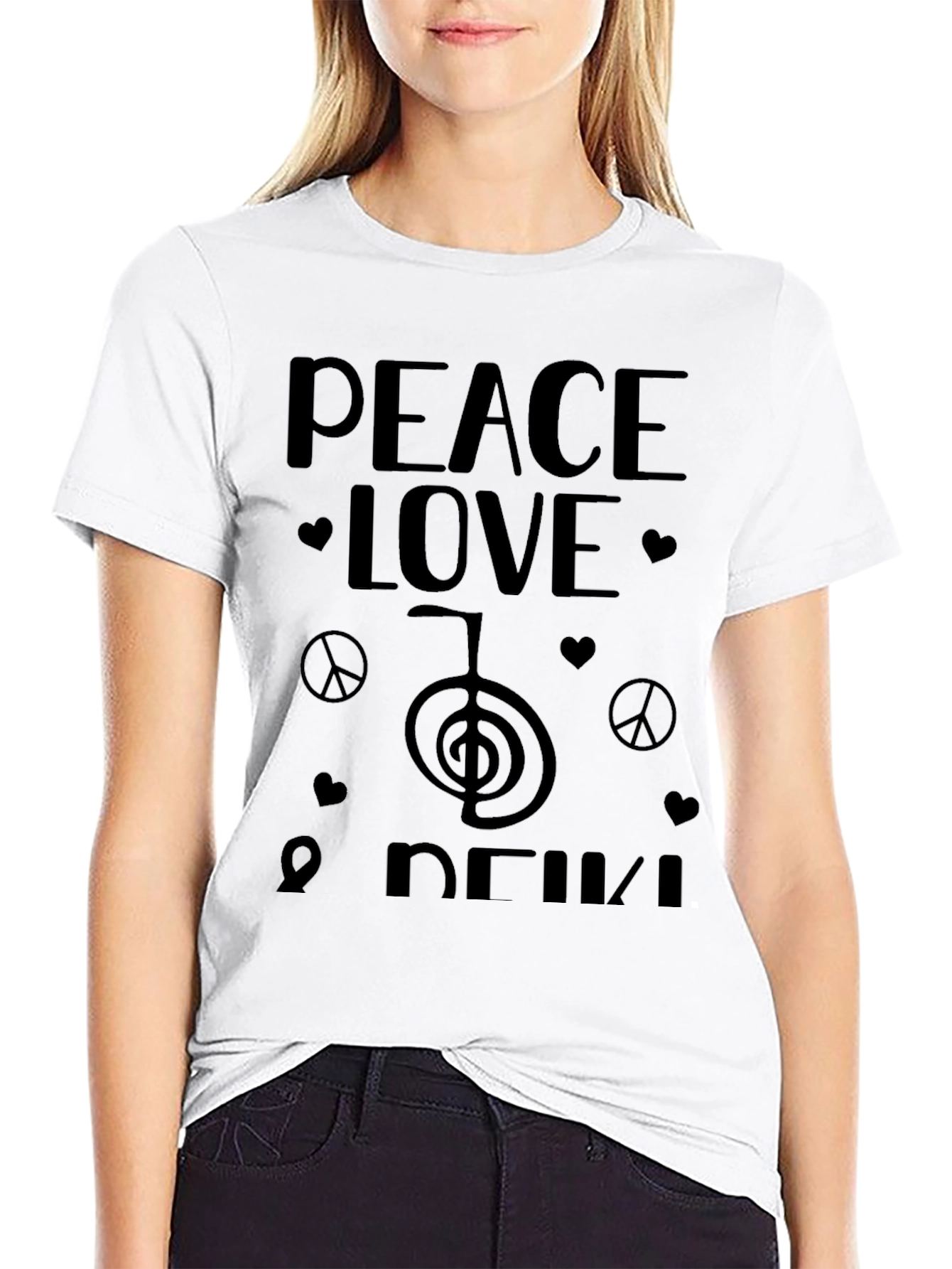 Peace Love Reiki Black T-Shirt