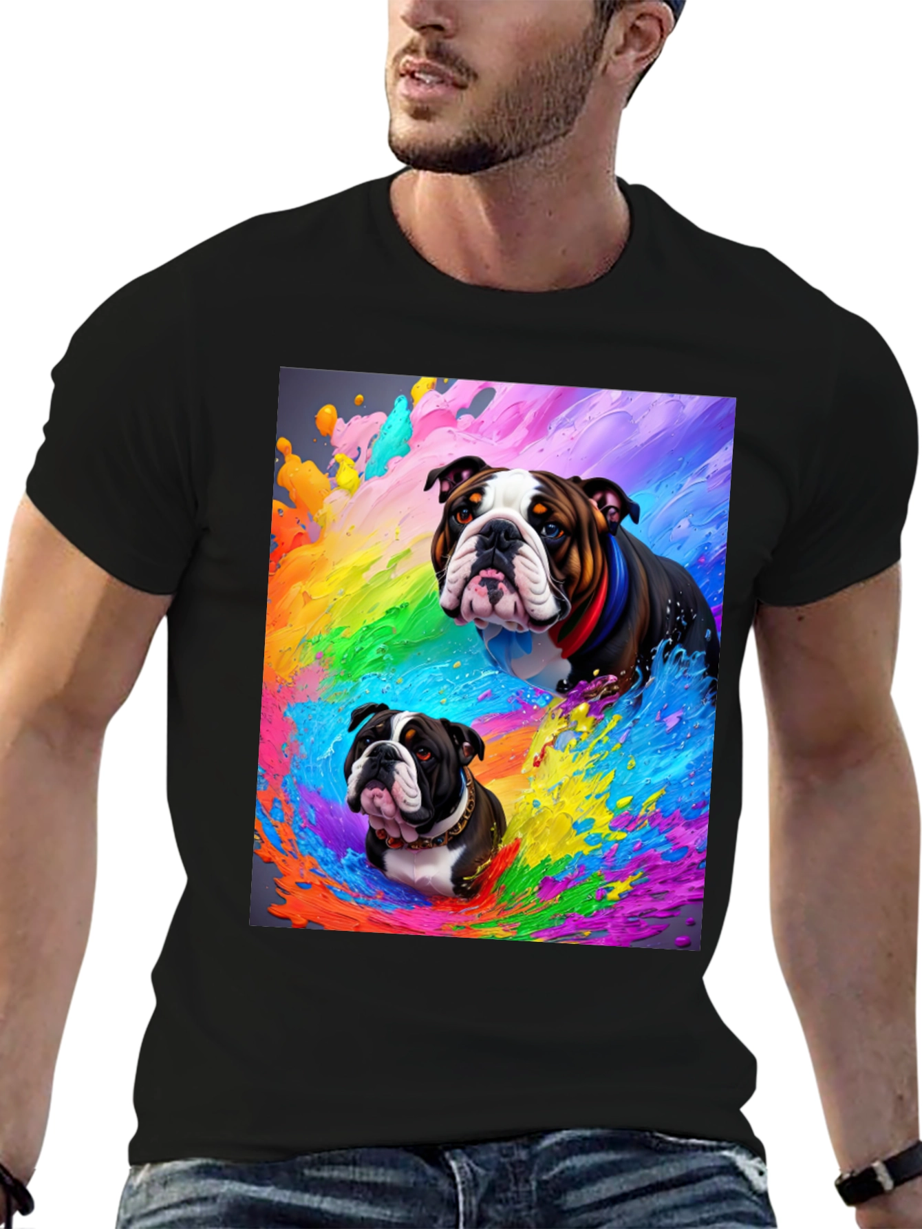 Bulldog Splash T-Shirt - Vibrant Graphic Tee