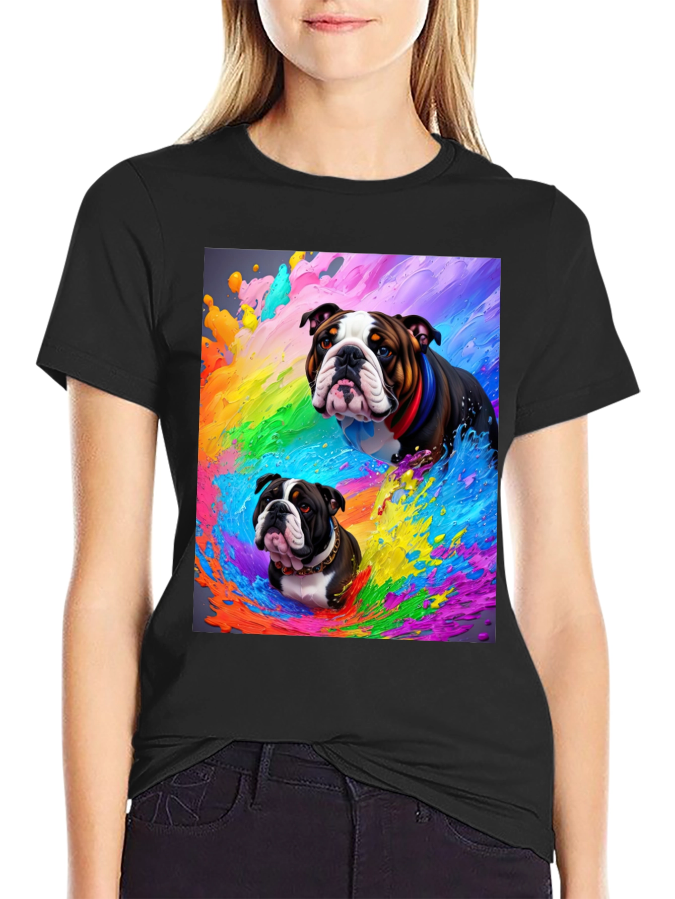 Bulldog Splash T-Shirt - Vibrant Graphic Tee