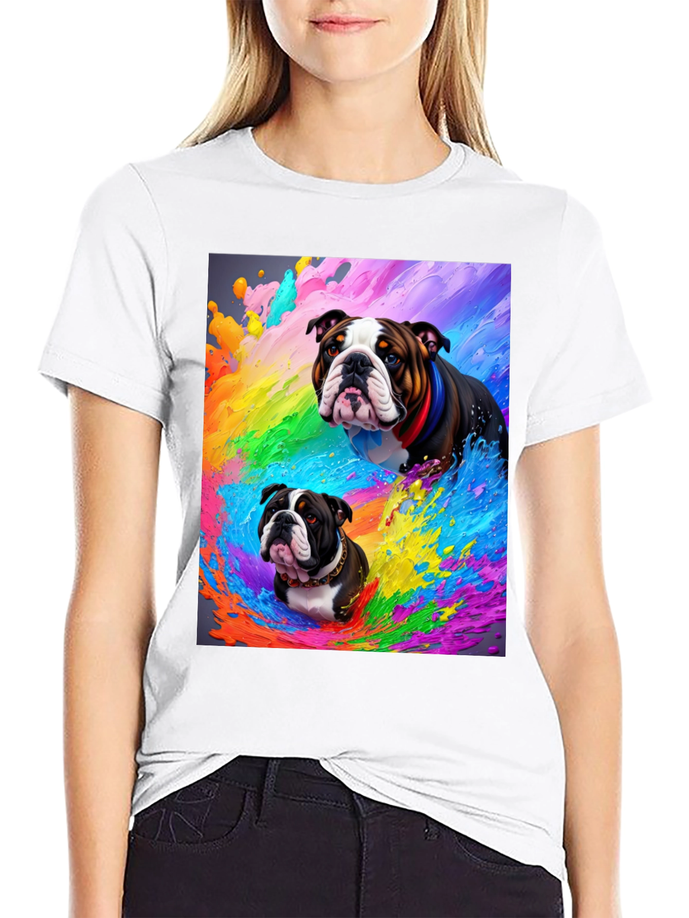 Bulldog Splash T-Shirt - Vibrant Graphic Tee