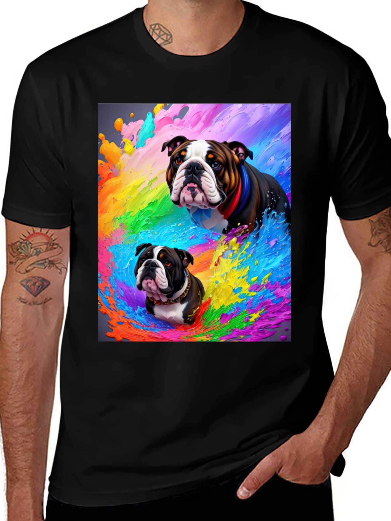 Bulldog Splash T-Shirt - Vibrant Graphic Tee