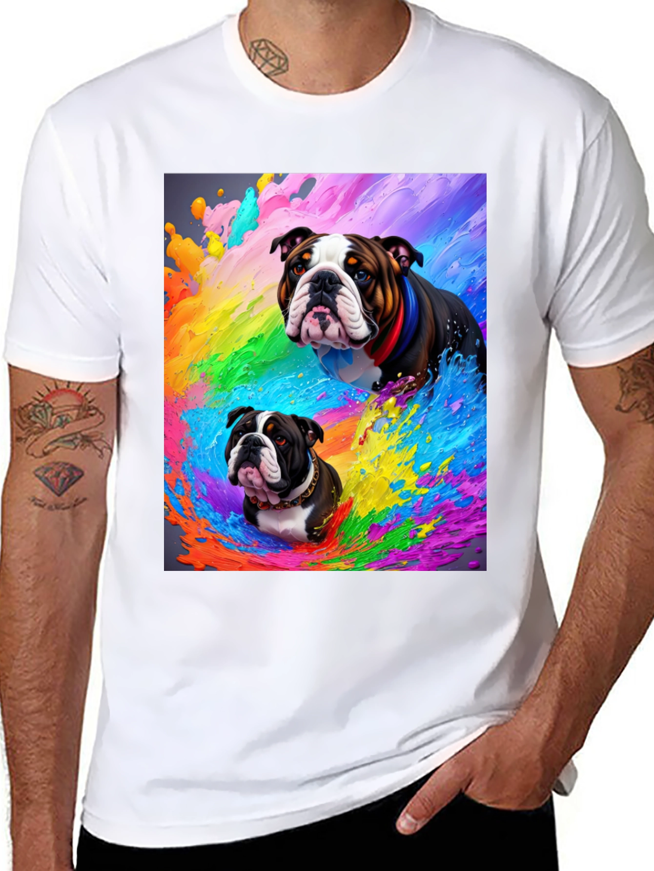 Bulldog Splash T-Shirt - Vibrant Graphic Tee