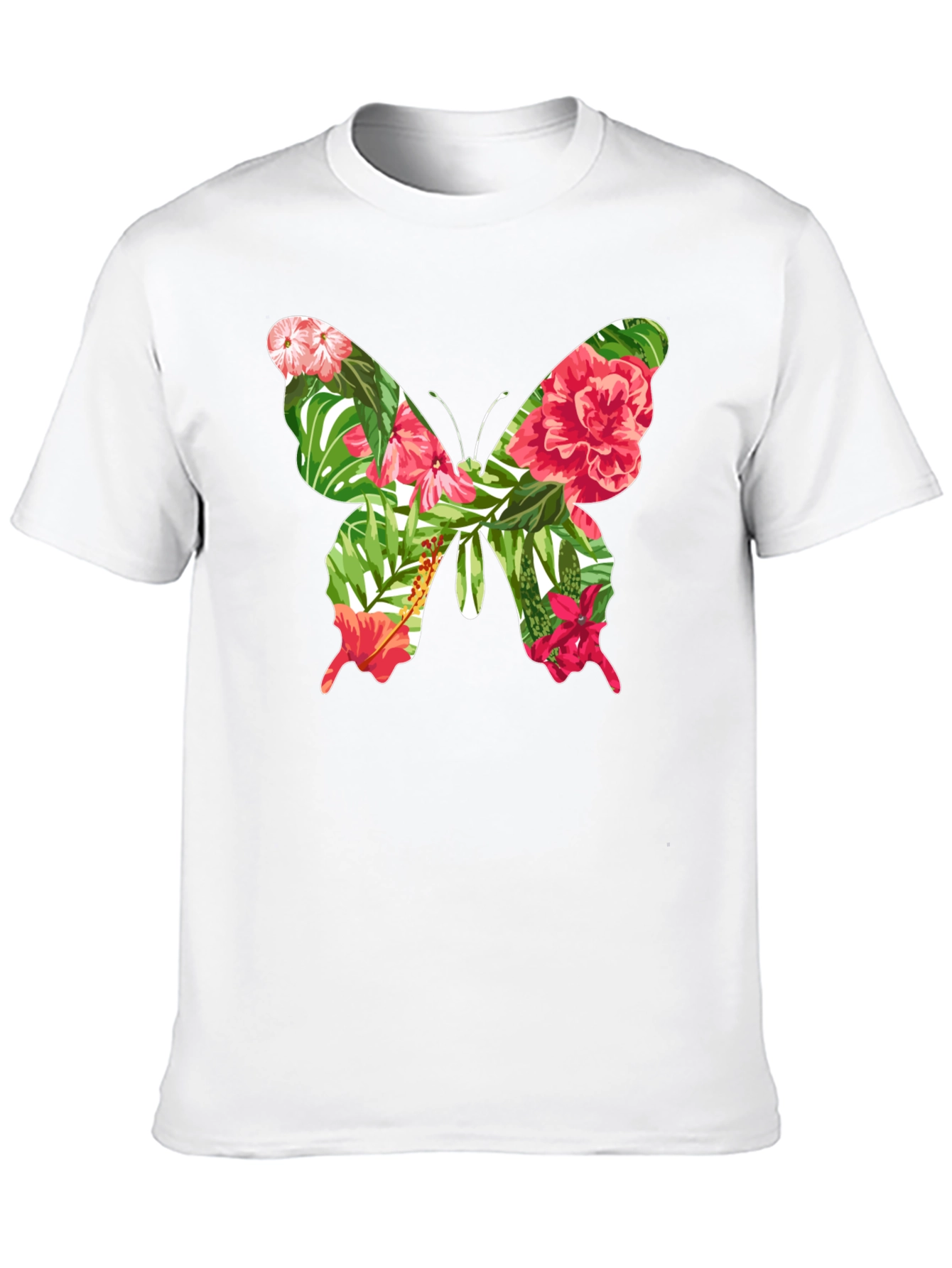 Tropical Floral Butterfly Graphic Tee