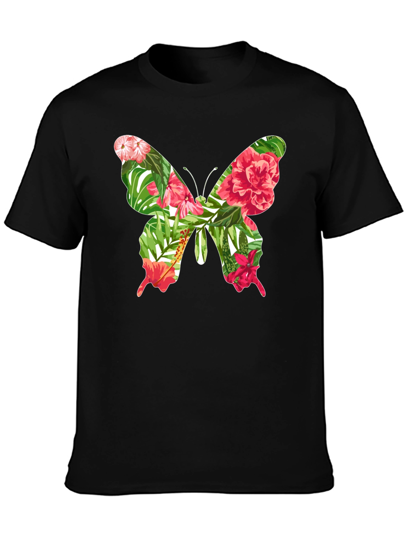 Tropical Floral Butterfly Graphic Tee