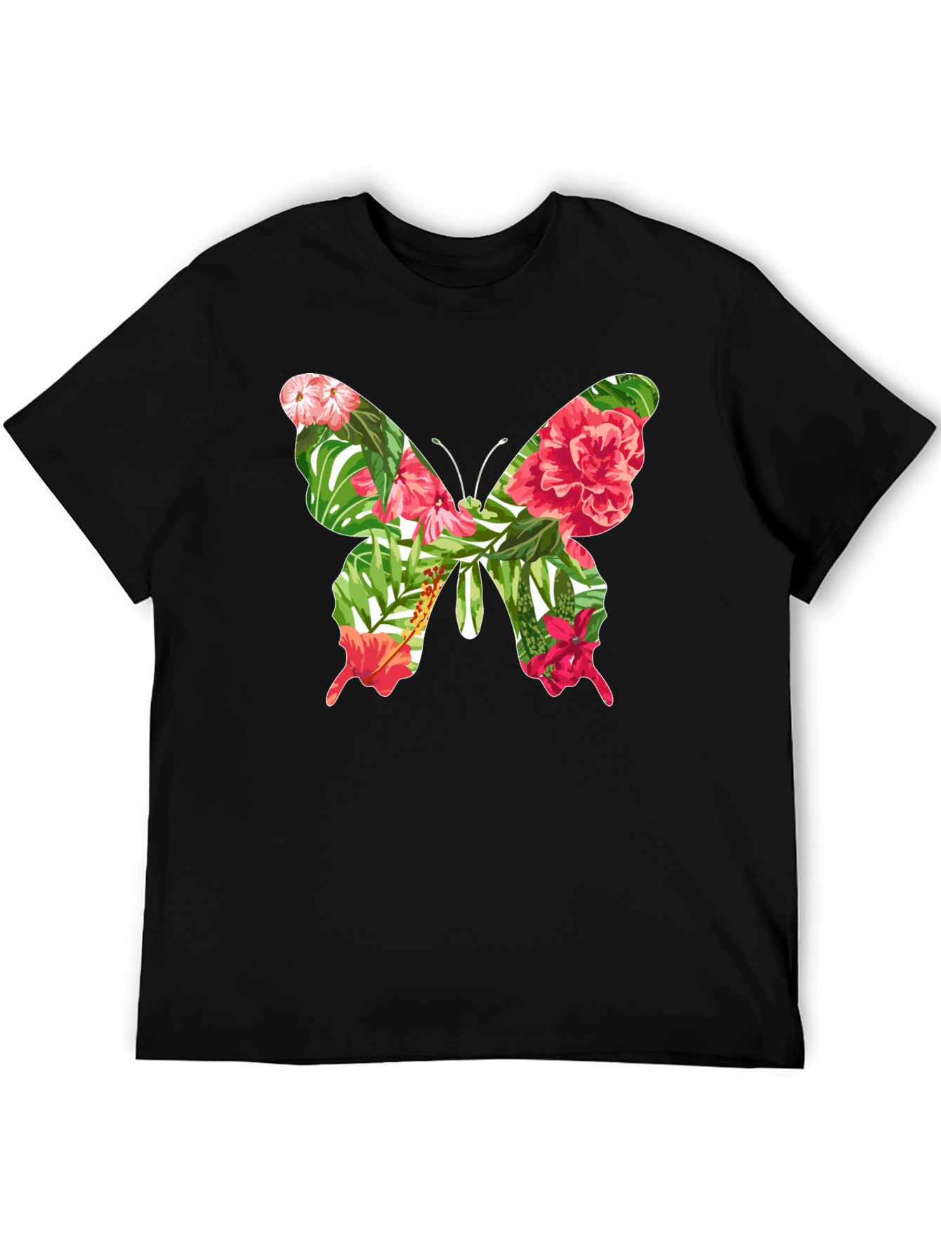Tropical Floral Butterfly Graphic Tee