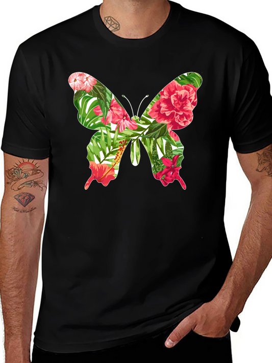 Tropical Floral Butterfly Graphic Tee