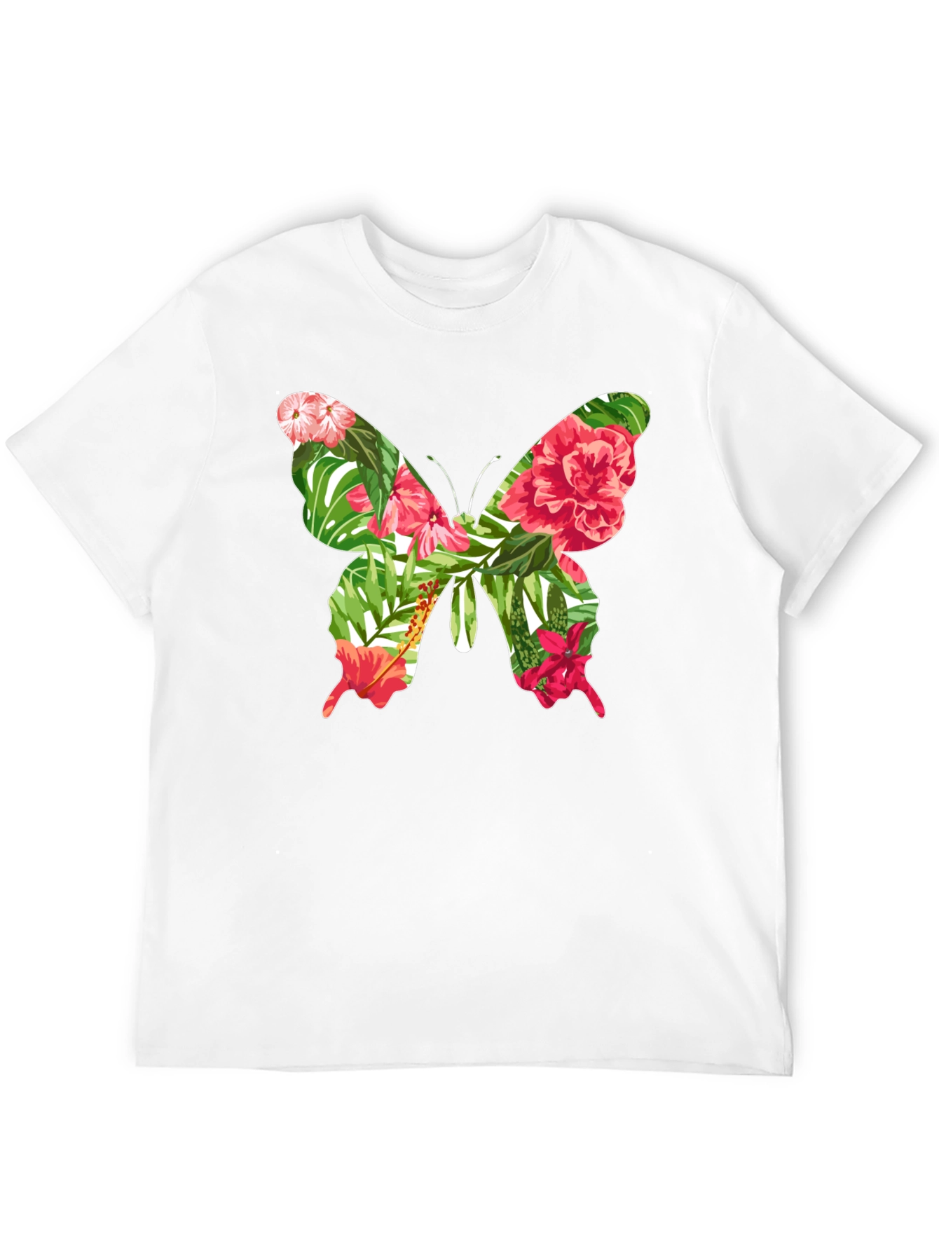 Tropical Floral Butterfly Graphic Tee