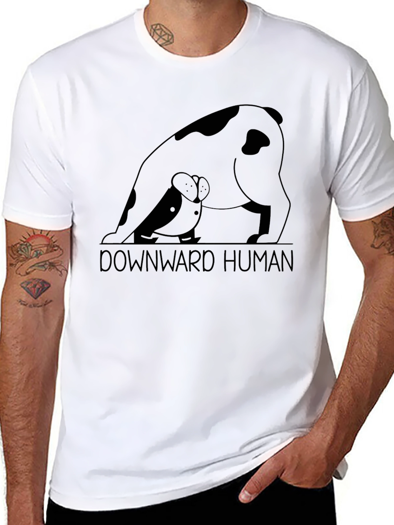 Downward Human Graphic T-Shirt - Black
