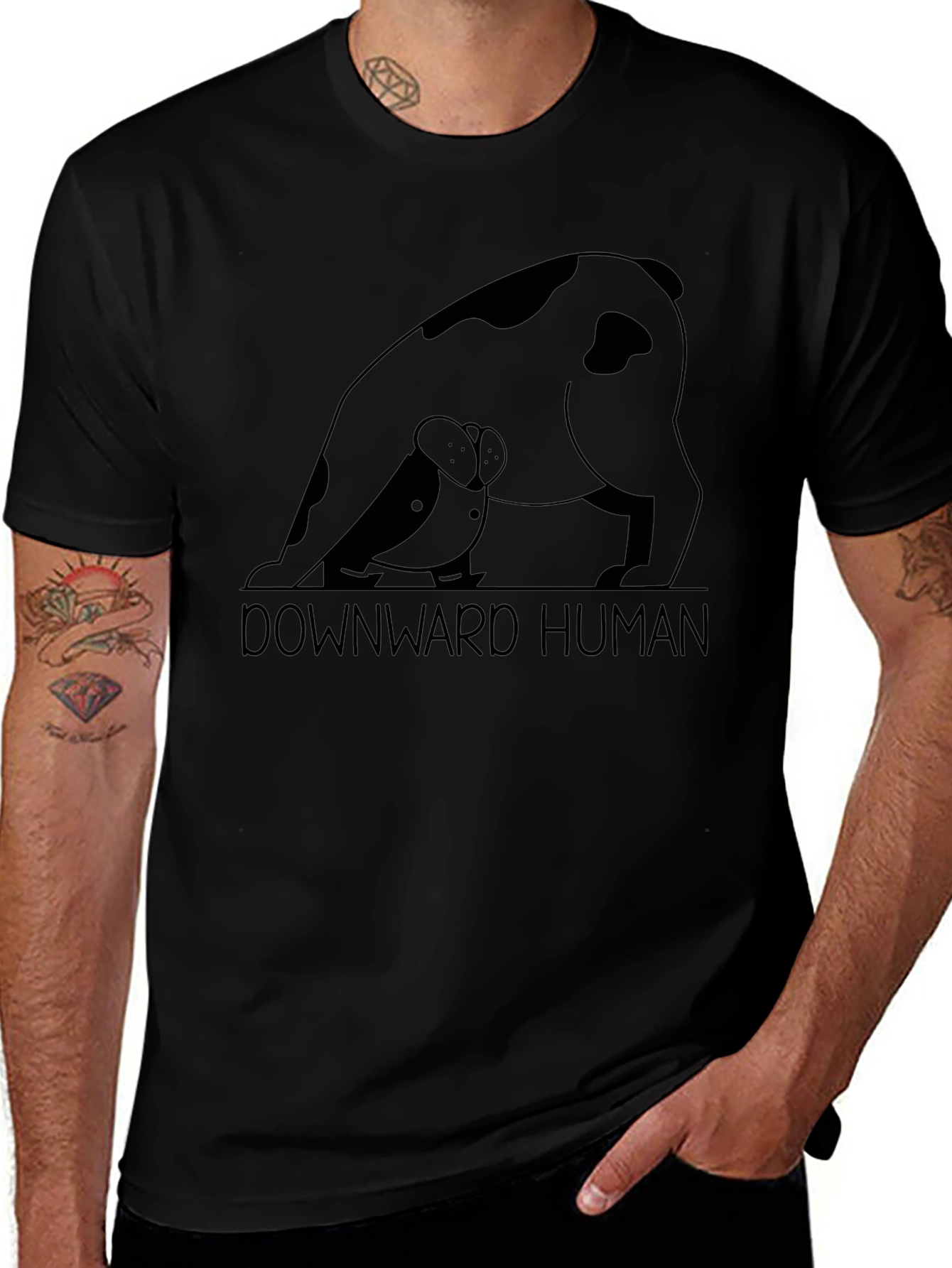 Downward Human Graphic T-Shirt - Black