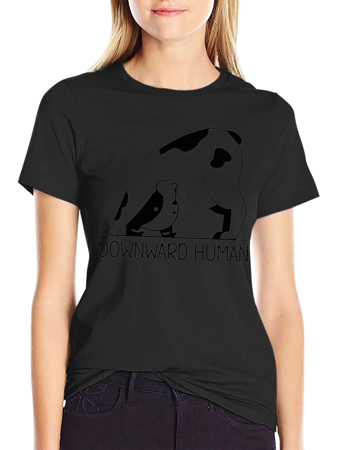 Downward Human Graphic T-Shirt - Black