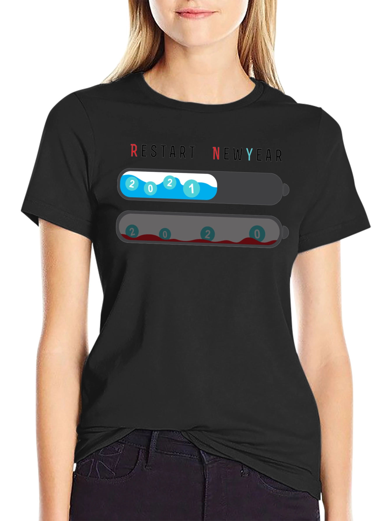 Restart New Year T-Shirt - 2021 Full Charge