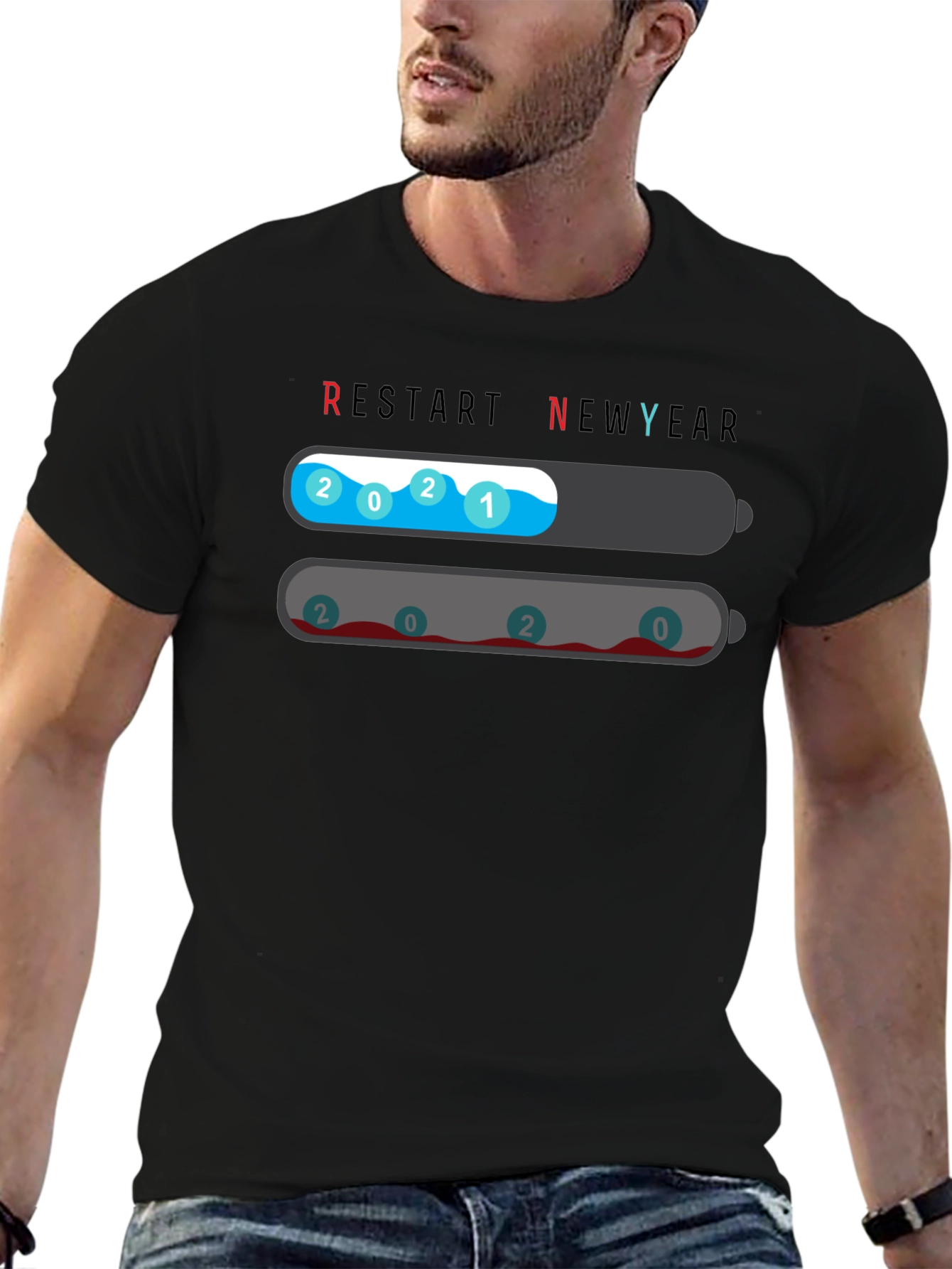 Restart New Year T-Shirt - 2021 Full Charge
