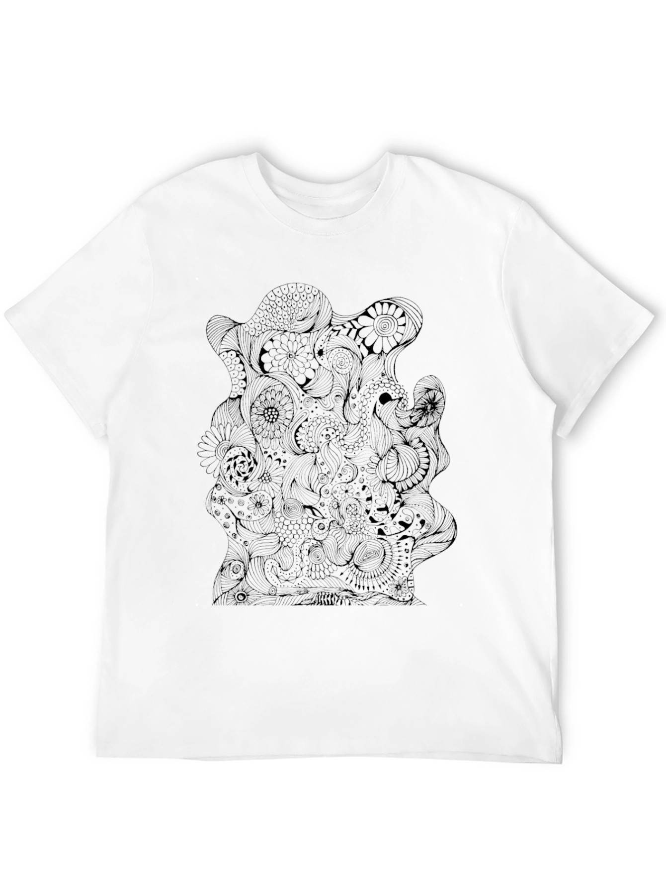 Abstract Floral Mens Black T-Shirt