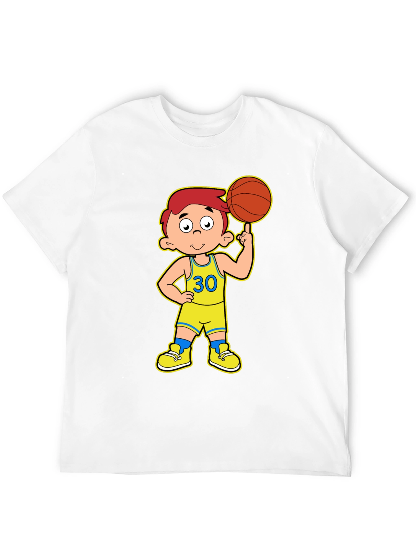 Cartoon Basketball Kid Black T-Shirt