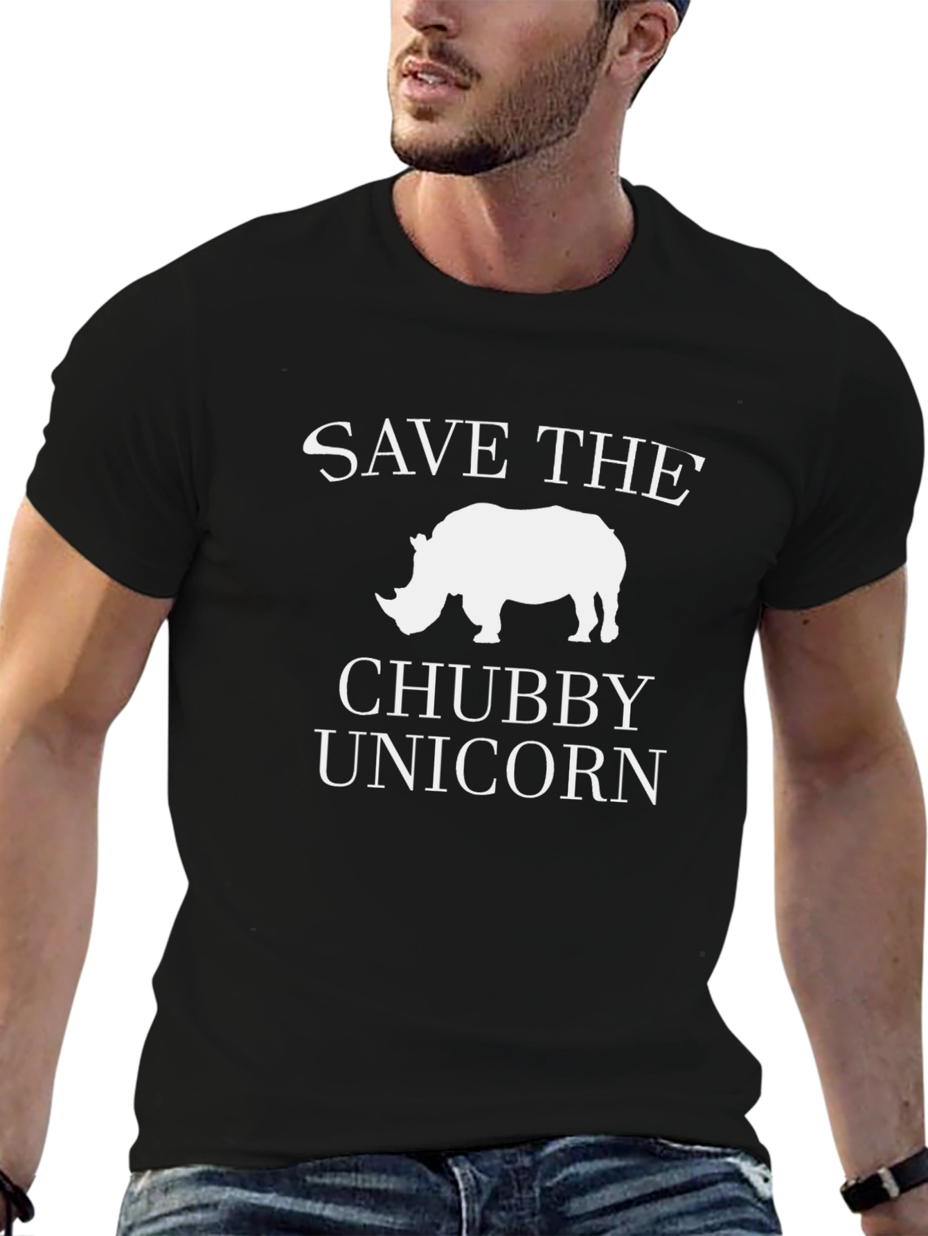 Save the Chubby Unicorn Black T-Shirt