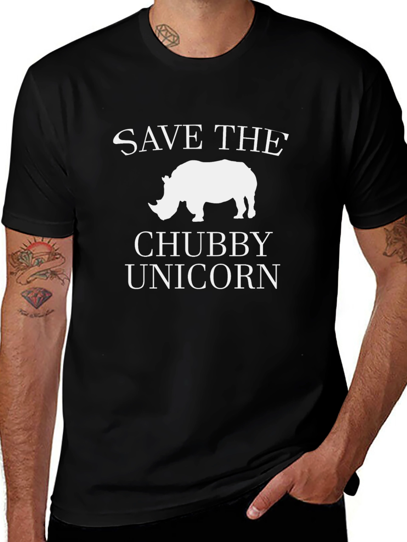 Save the Chubby Unicorn Black T-Shirt
