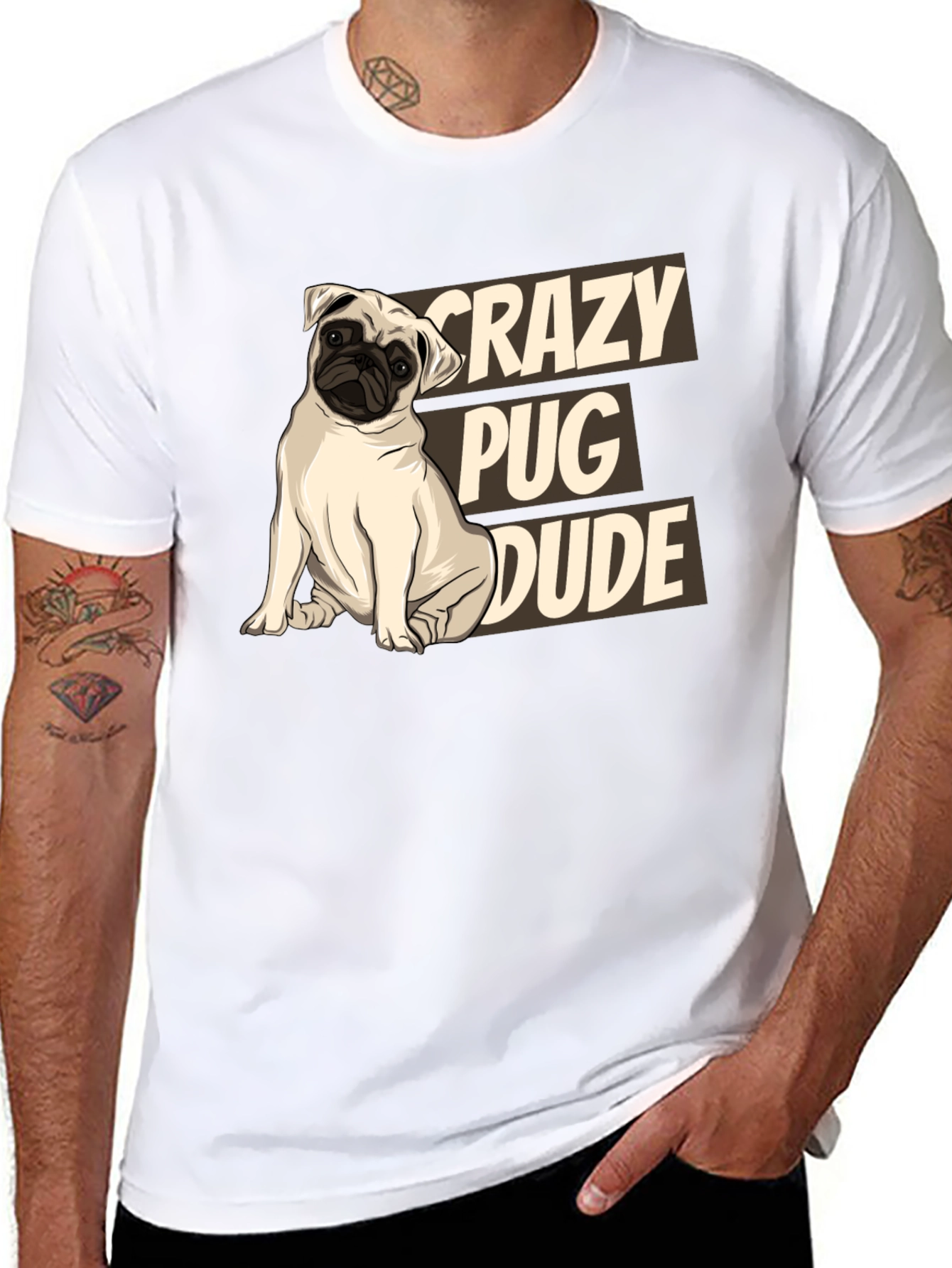 Crazy Pug Dude T-Shirt - Funny Dog Lover Tee