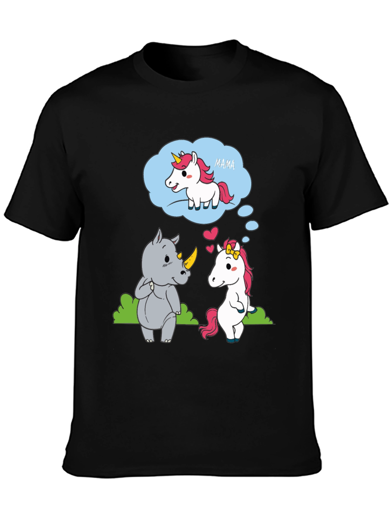 Unicorn & Rhino Mama Black T-Shirt