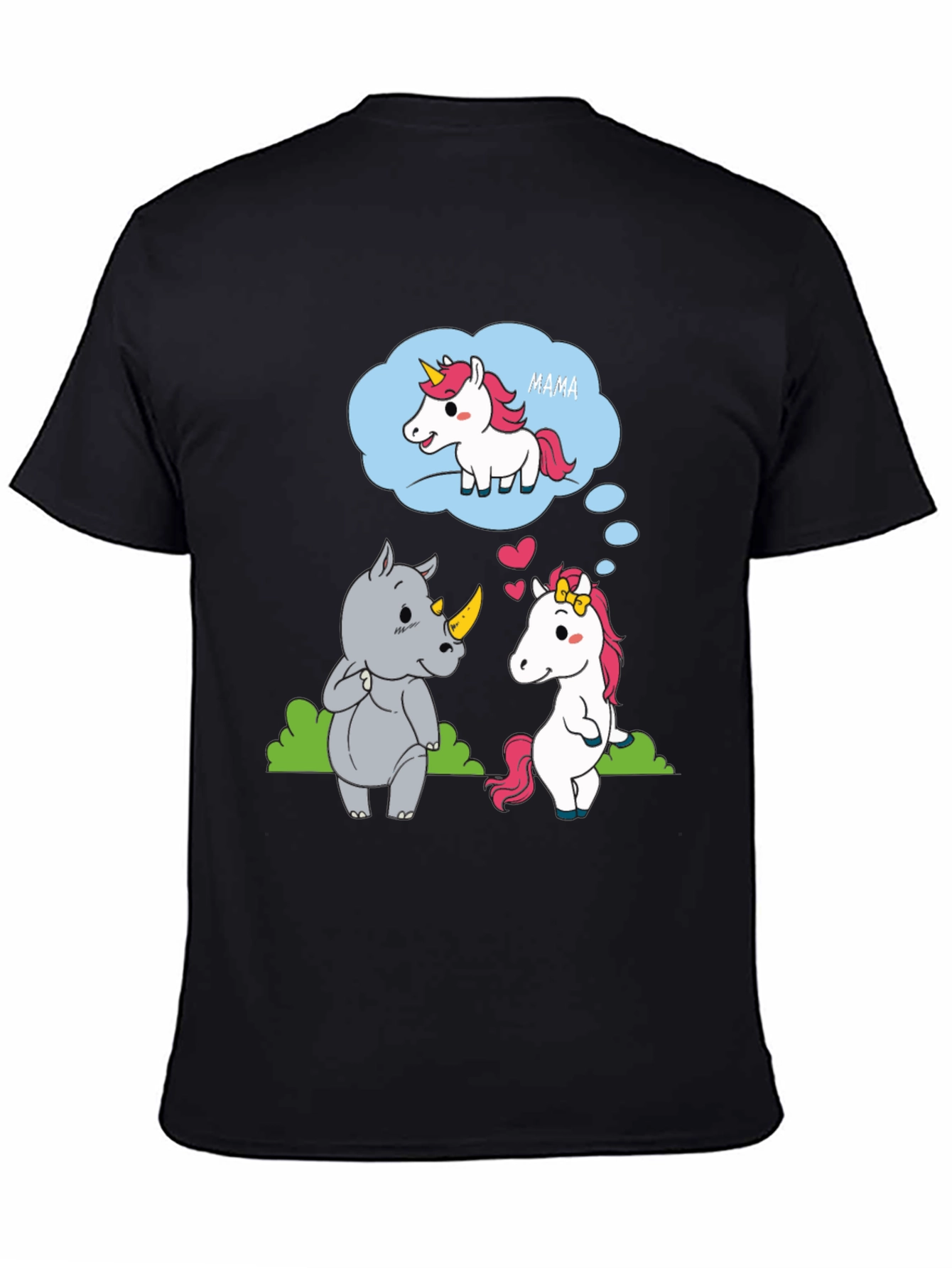 Unicorn & Rhino Mama Black T-Shirt