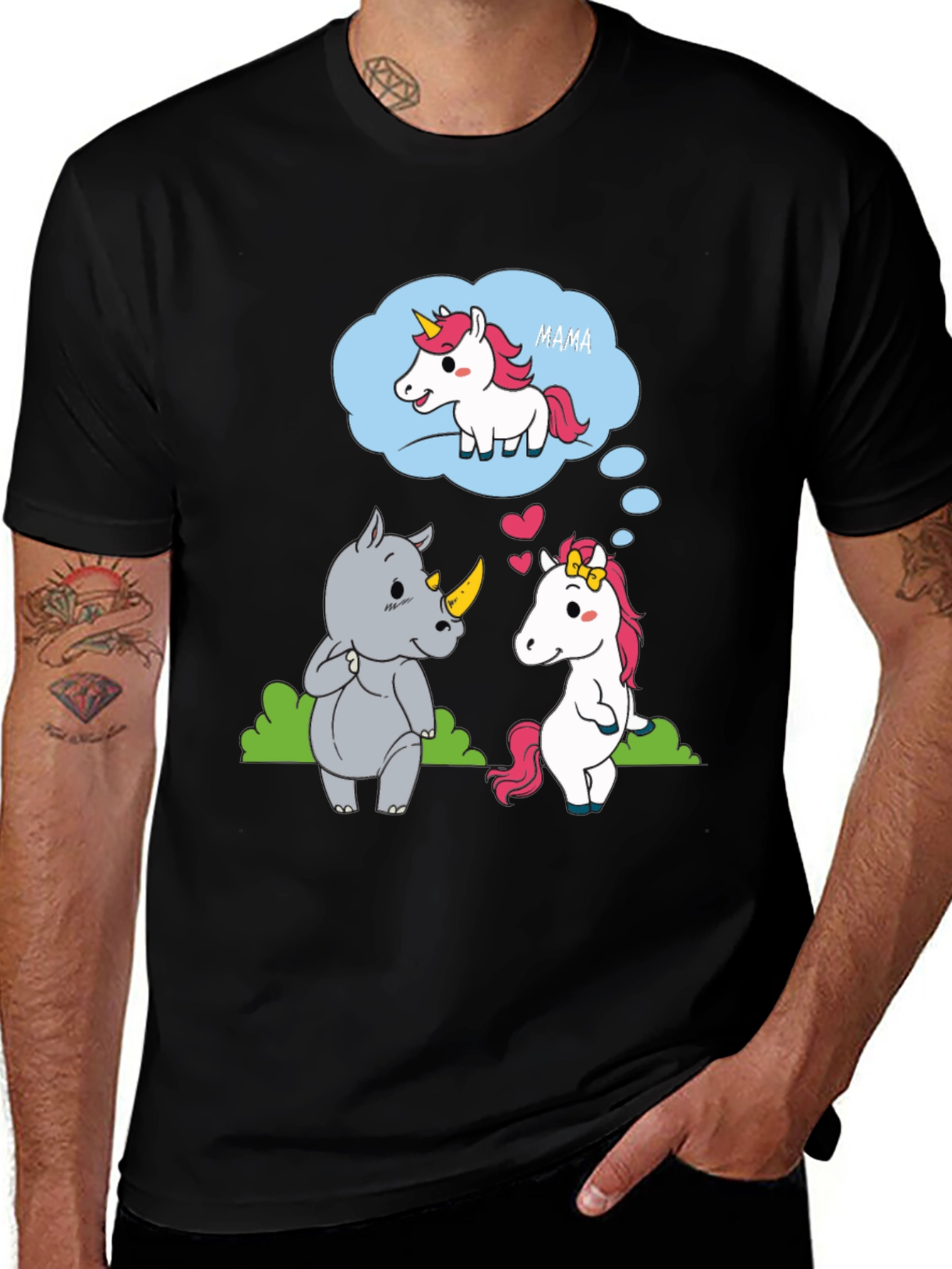 Unicorn & Rhino Mama Black T-Shirt