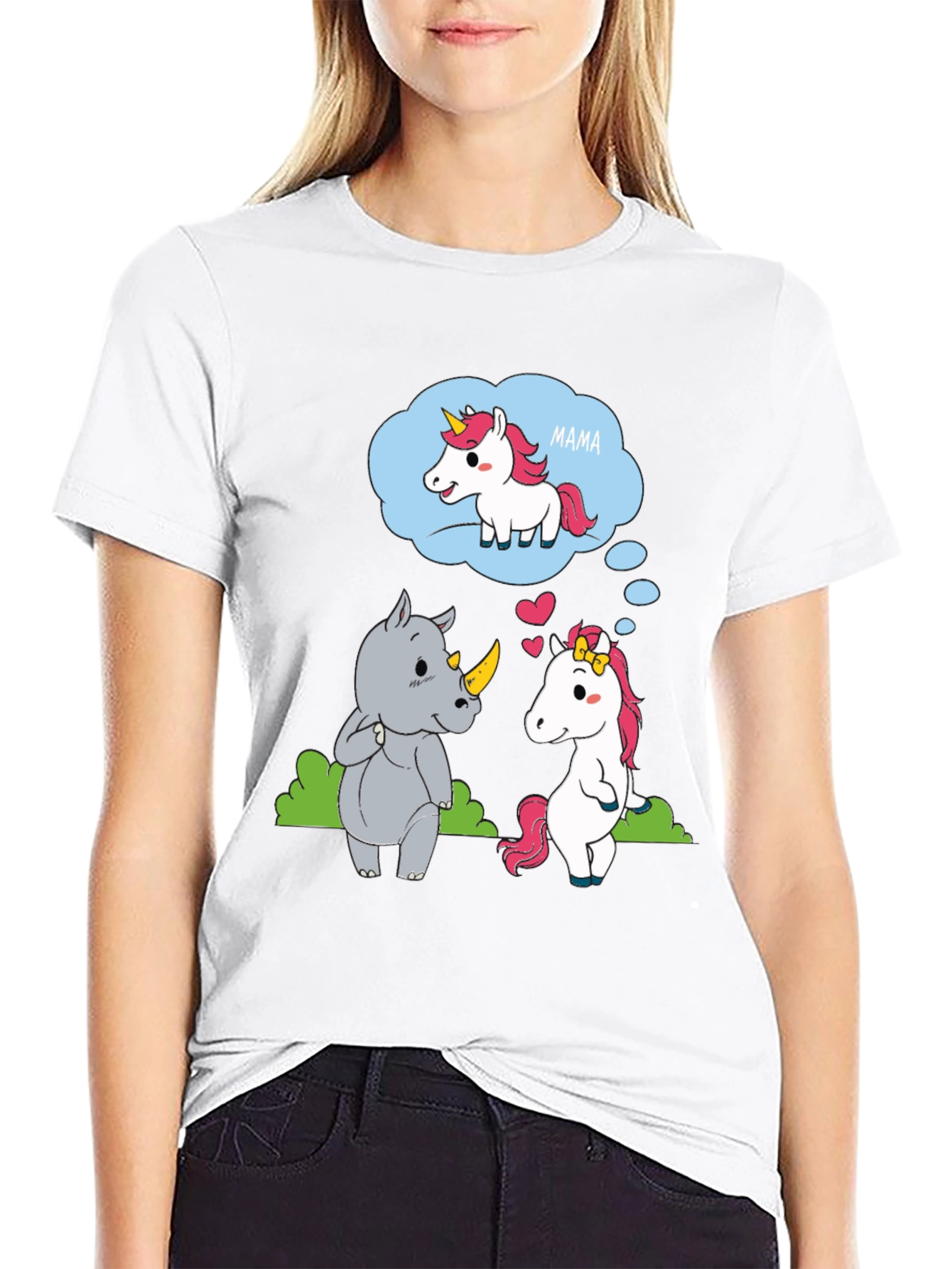 Unicorn & Rhino Mama Black T-Shirt