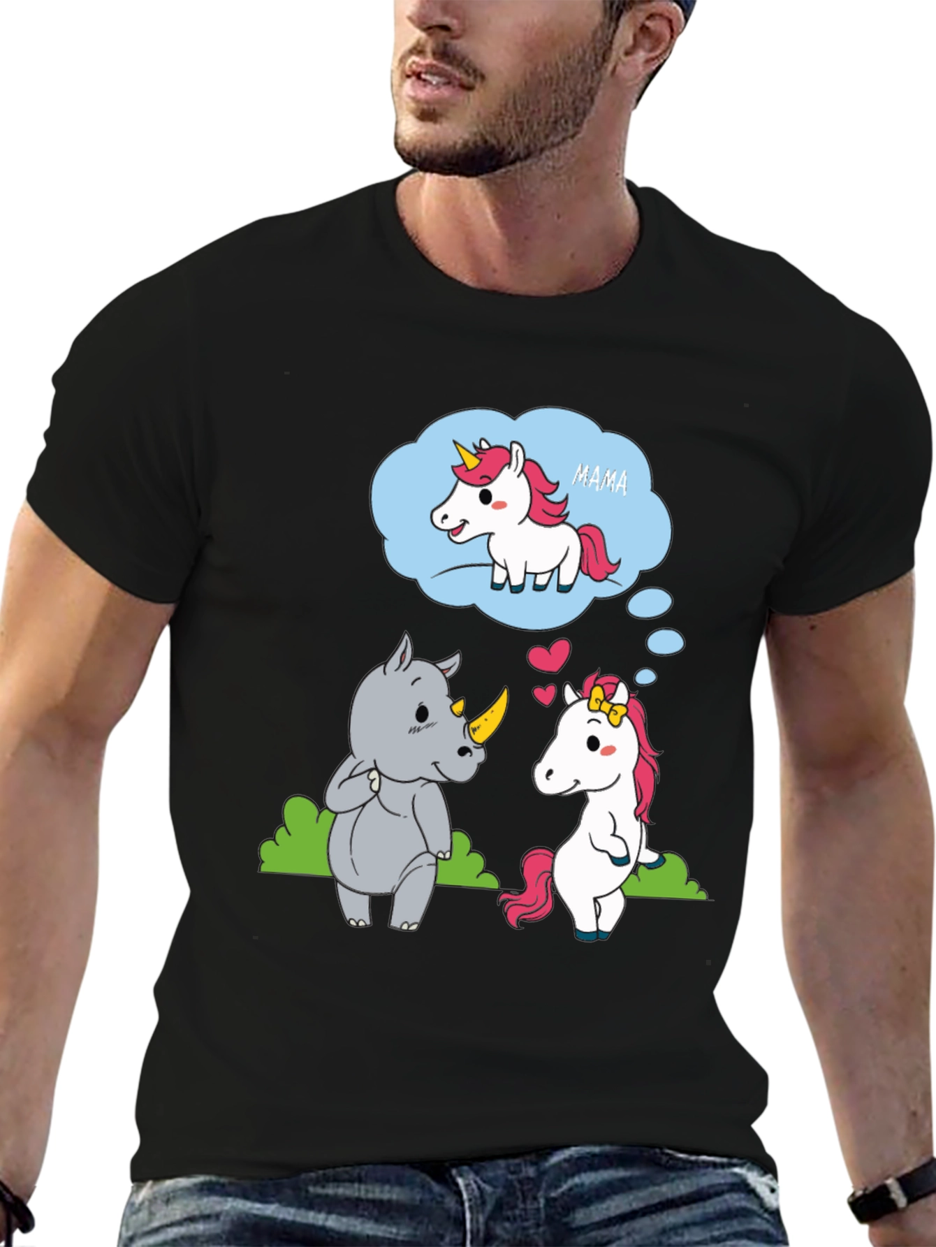 Unicorn & Rhino Mama Black T-Shirt
