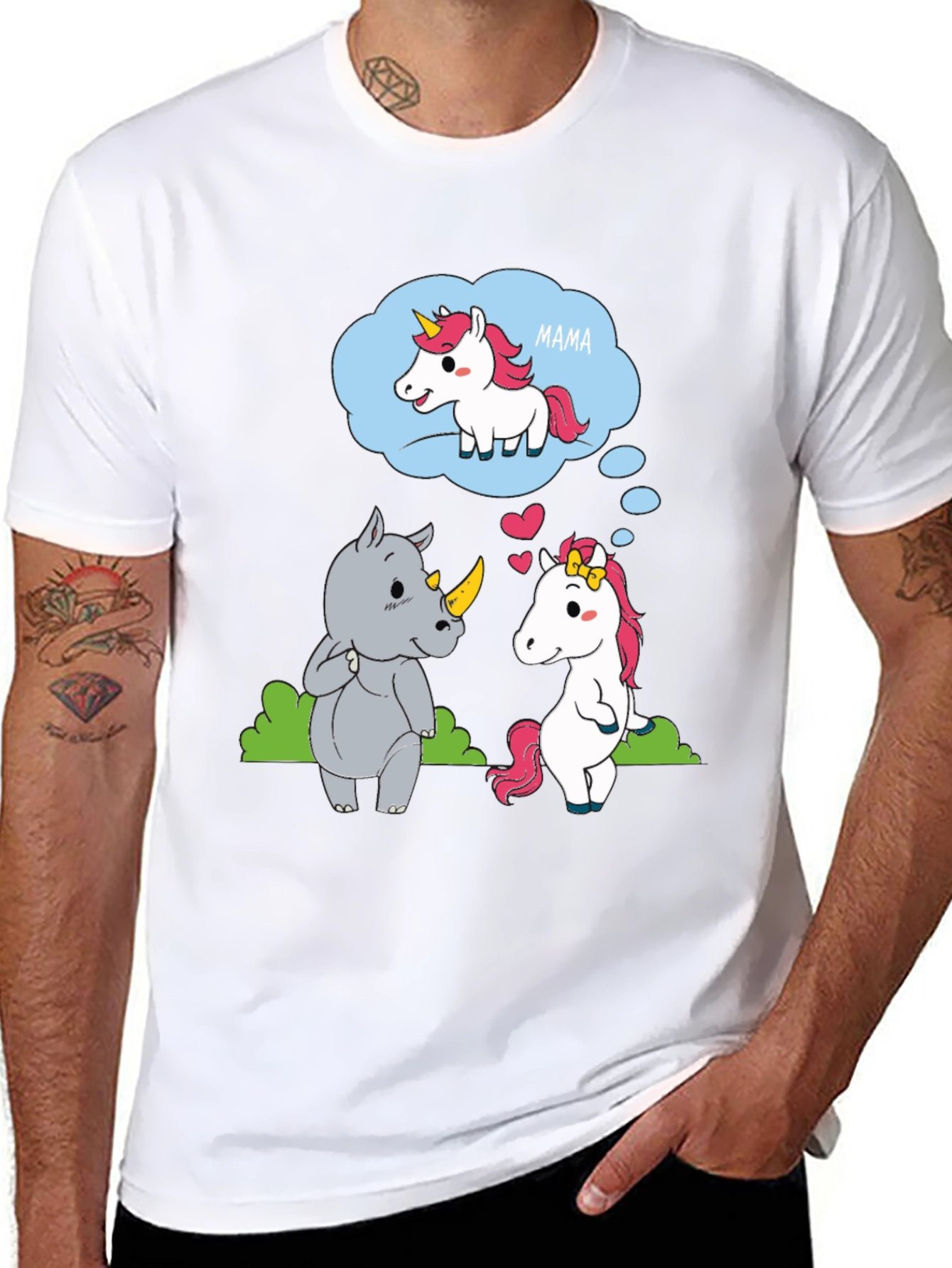Unicorn & Rhino Mama Black T-Shirt