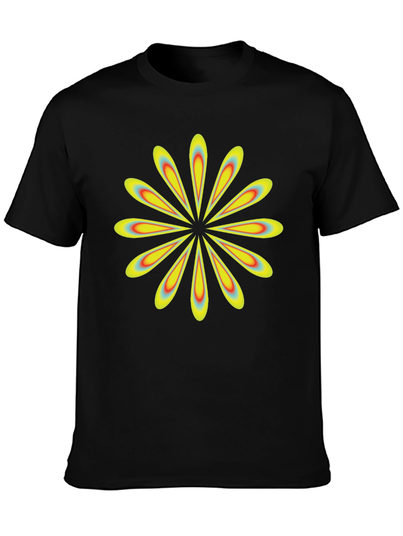 Retro Flower Power Black T-Shirt