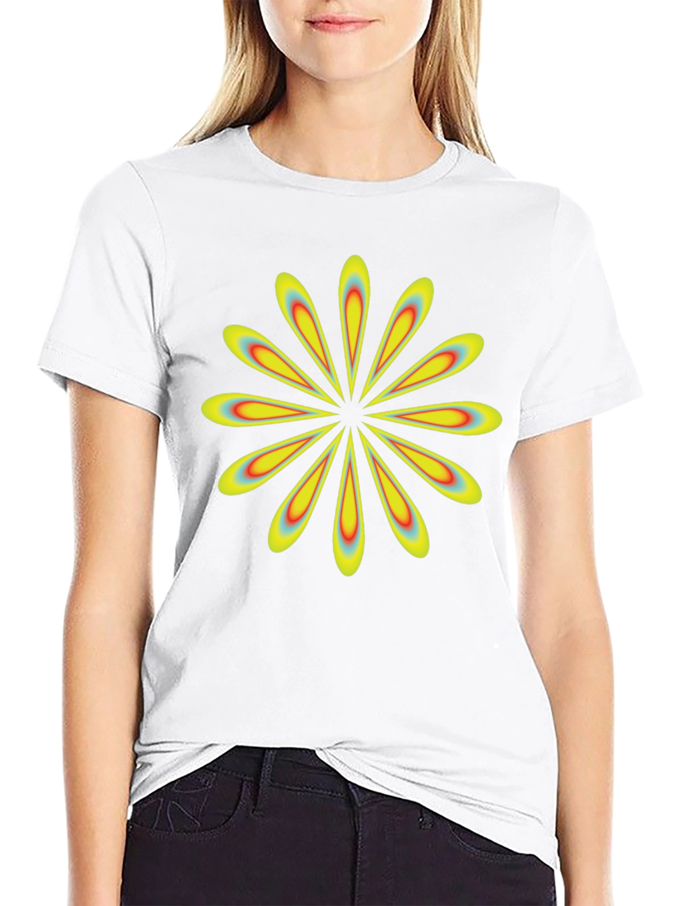 Retro Flower Power Black T-Shirt