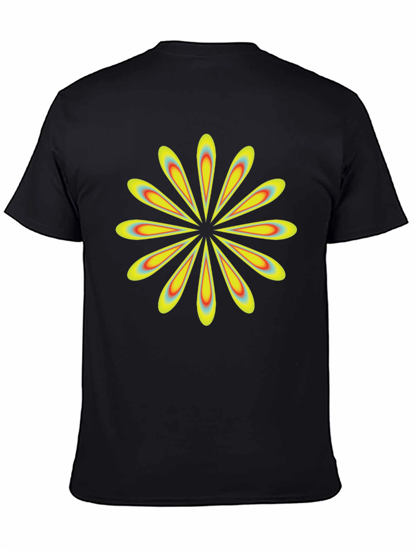 Retro Flower Power Black T-Shirt